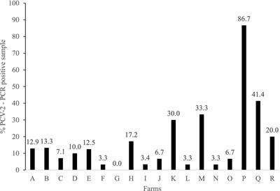 Assessment of sow herd frequency of PCV-2 using placental umbilical cord serum and serology in 18 breeding farms in Brazil